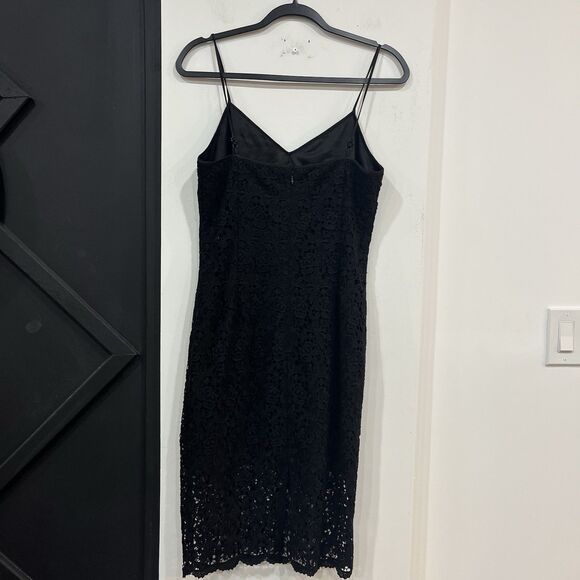 White House Black Market Black Lace Bodycon Dress Size 4 Spaghetti Strap - Picture 4 of 7